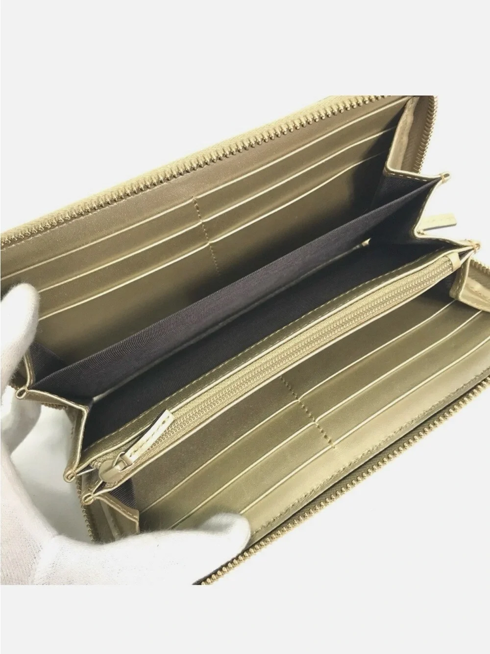 Gucci 388680 Guccissima zip around long wallet gold w/ bow detail leather - Picture 6 of 8
